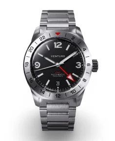 Gruppo Gamma VENTURO Field Watch GMT w/ Date - Black Dial Blue Lume
