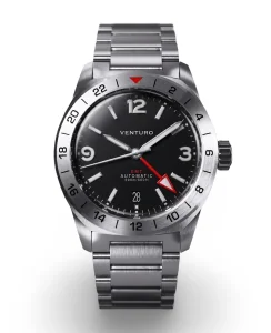 Gruppo Gamma VENTURO Field Watch GMT w/ Date - Black Dial Blue Lume