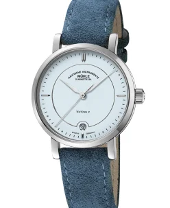 Mühle Glashütte Teutonia IV Lady in pastel blue with suede strap