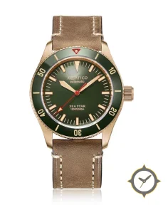 Aquatico Bronze Sea Star Green Dial Watch (Sellita sw200-1 No Date)