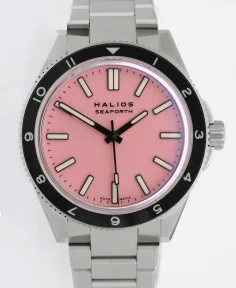 HALIOS SEAFORTH IV O.W.W.W. Pink Rotating Bezel 12-hour Titanium Titanium Bracelet + Rubber Strap