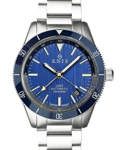 KNIS Kyoto GMT Automatic Divers Watch Blue Stainless Steel Bracelet (KN007-BL)