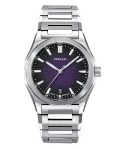 Circula Watches Facet 38 Purple Steel Strap with Extension Folding Clasp