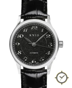 KNIS Kyoto KOKU Automatic Breguet Numerals Black Engraved Dial Leather Strap (KN005-BGBKLE)
