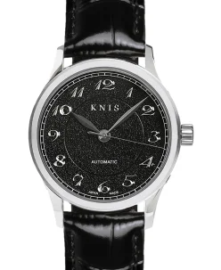 KNIS Kyoto KOKU Automatic Breguet Numerals Black Engraved Dial Leather Strap (KN005-BGBKLE)