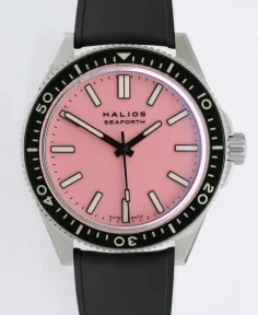 HALIOS SEAFORTH IV O.W.W.W. Pink Rotating Bezel Elapsed Time Titanium Rubber Strap Only
