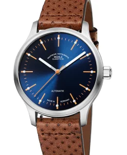Mühle Glashütte Panova Blue with perforated leather strap