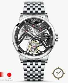 Original Hollow Free-sprung Balance Flying Tourbillon Mechanical Manual Winding Casual Stainless Steel