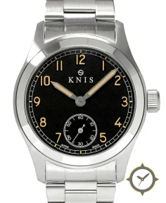 KNIS Kyoto Retro Military Watch - Black Dial with Stainless Steel Band KN003-BKSS