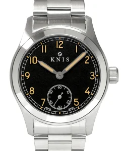 KNIS Kyoto Retro Military Watch - Black Dial with Stainless Steel Band KN003-BKSS