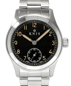 KNIS Kyoto Retro Military Watch - Black Dial with Stainless Steel Band KN003-BKSS