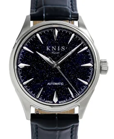 KNIS Kyoto Aventurine Dial Automatic Made in Japan Silver Blue Leather Strap KN001-AVSVBLLE