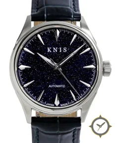 KNIS Kyoto Aventurine Dial Automatic Made in Japan Silver Blue Leather Strap KN001-AVSVBLLE