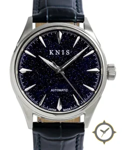 KNIS Kyoto Aventurine Dial Automatic Made in Japan Silver Blue Leather Strap KN001-AVSVBLLE