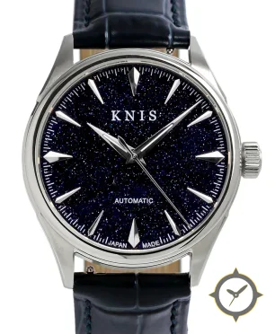 KNIS Kyoto Aventurine Dial Automatic Made in Japan Silver Blue Leather Strap KN001-AVSVBLLE