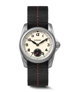 Boderry VOYAGER S72 72-Hour Power Reserve Titanium Automatic Field Watch, 100M Water Resistant Cream