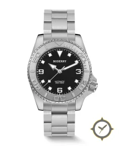 Boderry ADMIRAL 3-Hand No-Date 200M Waterproof Titanium Automatic Diver Watch Jet Black