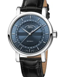 Mühle Glashütte Teutonia II Ring Date with black leather strap