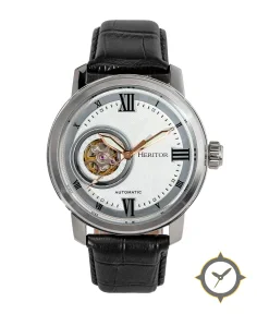 Heritor Watches Heritor Automatic Maxim Semi-Skeleton Leather-Band Watch