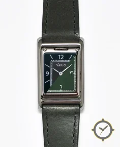 Vario VERSA Reversible Dual Time Eastern Arabic Gunmetal-Green Enamel Watch