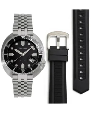 Heritor Watches Heritor Automatic Matador Box Set with Interchangable Bands and Date Display Black/Silver