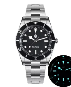 San Martin SN0138B Black Dial Silver Color Logo