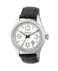 Heritor Watches Heritor Automatic Barnes Leather-Band Watch w/Date Silver