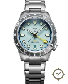 Zelos Mako 300m GMT 'Sky Blue'