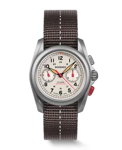 Boderry VOYAGER Chronograph Titanium Mechanical Field Watch, 100M Water Resistant Cream