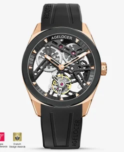 Agelocer Original Tourbillon Skeleton Manual Winding Mechanical - Ceramic Bezel Edition