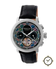 Heritor Automatic Aura Men's Semi-Skeleton Leather-Band Watch