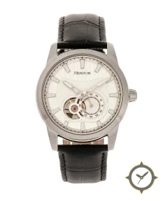 Heritor Watches Heritor Automatic Davidson Semi-Skeleton Leather-Band Watch