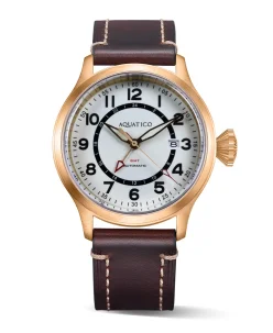 Aquatico Bronze Horizon Hawk GMT Full Lume White Dial