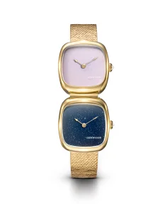 Dennison Dual Time Mini Pink Malaysian Jade & Aventurine In Gold
