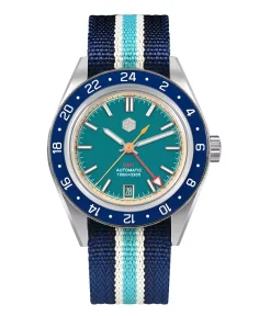 San Martin SAN-MARTIN-SN0116-G-GMT Light Blue Nylon Strap