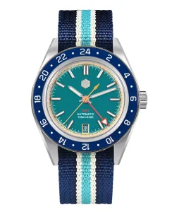 San Martin SAN-MARTIN-SN0116-G-GMT Light Blue Nylon Strap