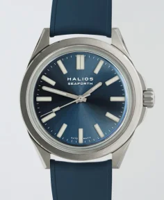 HALIOS SEAFORTH IV Sunburst Blue Fixed Bezel Titanium Rubber Strap Only