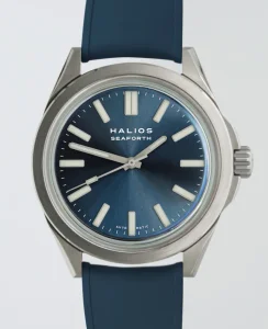 HALIOS SEAFORTH IV Sunburst Blue Fixed Bezel Titanium Rubber Strap Only