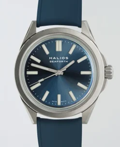 HALIOS SEAFORTH IV Sunburst Blue Fixed Bezel Titanium Rubber Strap Only
