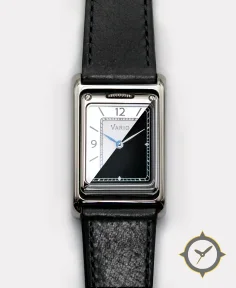 Vario VERSA Reversible Dual Time Silver-Black Enamel Watch