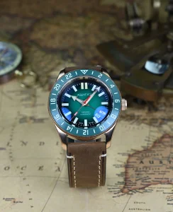 Aquatico Bronze Raider Tritium GMT Green Dial