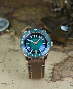 Aquatico Bronze Raider Tritium GMT Green Dial