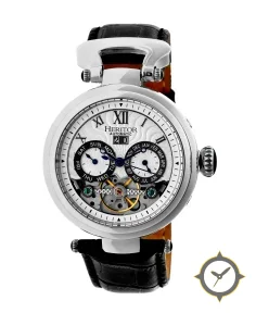 Heritor Automatic Ganzi Semi-Skeleton Leather-Band Watch