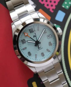 Alexander James Watches A4 Prelude 37 GMT Light Blue (Fixed Bezel)