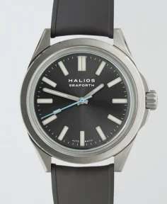 HALIOS SEAFORTH IV Sunburst Grey Fixed Bezel Titanium Rubber Strap Only