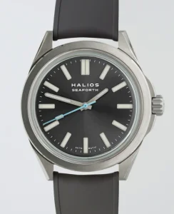HALIOS SEAFORTH IV Sunburst Grey Fixed Bezel Titanium Rubber Strap Only