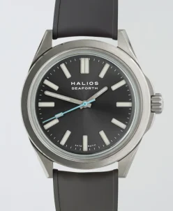 HALIOS SEAFORTH IV Sunburst Grey Fixed Bezel Titanium Rubber Strap Only