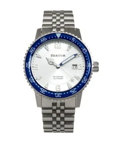 Heritor Watches Heritor Automatic Dominic Bracelet Watch w/Date Blue/Silver