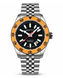 Aquatico Sea Recon Tritium Black Dial Orange Bezel