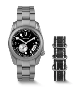 Boderry VOYAGER 38 100M Waterproof Titanium Field Watch Black-bracelet